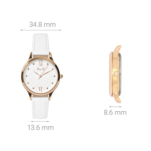 Đồng hồ ELIO 34.8 mm Nữ EL008 Màu Trắng