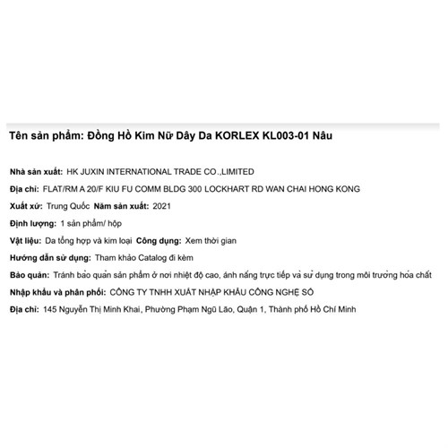 Đồng hồ KORLEX 23 mm Nữ KL003-01 Màu Nâu