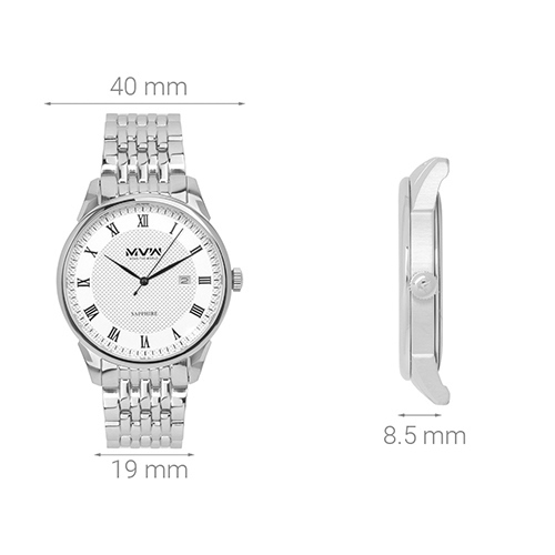 Đồng hồ MVW 40 mm Nam MS001-01 Màu Bạc