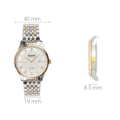 Đồng hồ MVW 40 mm Nam MS001-02 Màu Bạc