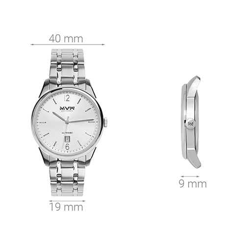 Đồng hồ MVW 40 mm Nam MS002-01 Màu Bạc