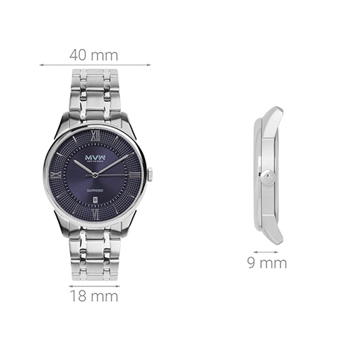 Đồng hồ MVW 40 mm Nam MS003-01 Màu Bạc