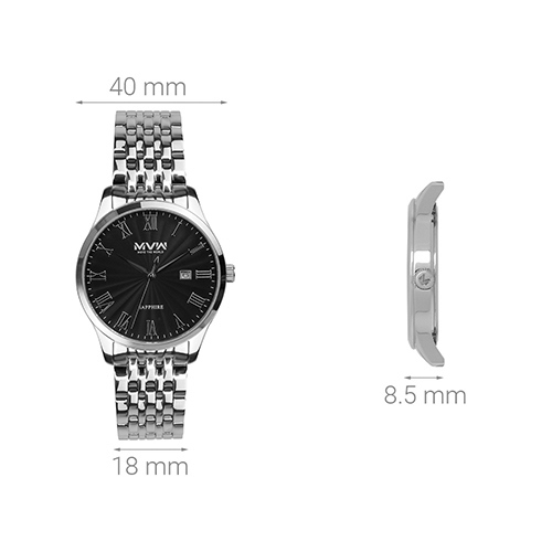 Đồng hồ MVW 40 mm Nam MS005-01 Màu Bạc