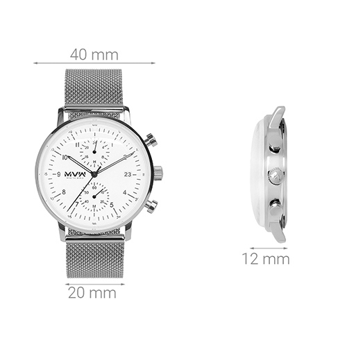 Đồng hồ MVW 40 mm Nam MS007-01 Màu Bạc