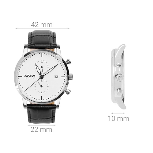 Đồng hồ MVW 42 mm Nam ML008-01 Màu Đen