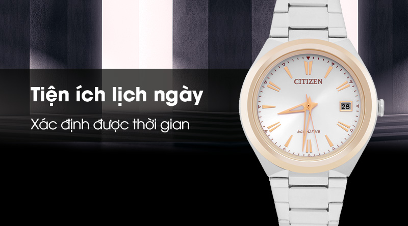 Đồng hồ đôi Citizen FE6024-55B/AW1374-51B có lịch ngày hữu dụng