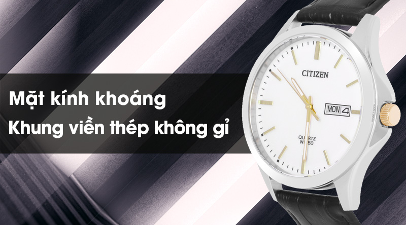 Đồng hồ đôi Citizen EQ0599-11A/BF2009-11A có mặt kính cứng chắc, khung viền bền bỉ Đồng hồ đôi Citizen EQ0599-11A/BF2009-11A có mặt kính cứng chắc, khung viền bền bỉ