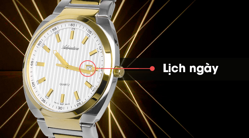 Đồng hồ Nam Adriatica A1105.2113Q được trang bị lịch ngày tiện ích
