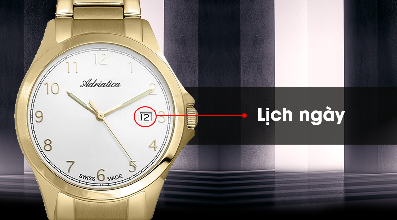 Đồng hồ nam Adriatica A1264.1123Q có lịch ngày tiện ích