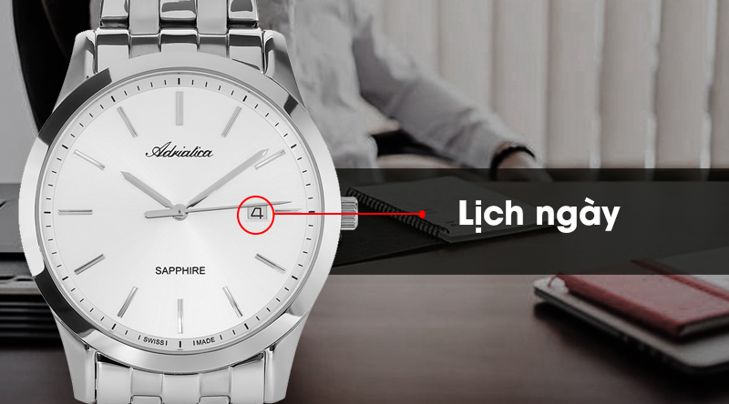 Đồng hồ nam Adriatica A8303.5113Q có mặt lịch ngày giúp bạn quản lý thời gian tốt hơn
