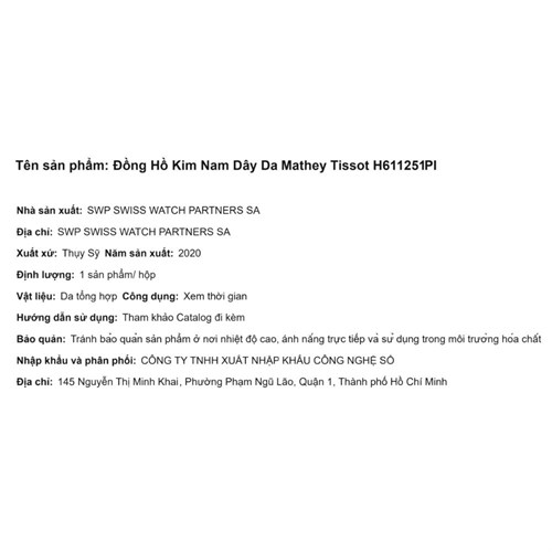 Đồng hồ MATHEY TISSOT City Leather 38 mm Nam H611251PI Màu Nâu