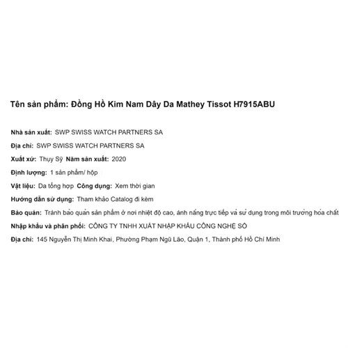 Đồng hồ MATHEY TISSOT Darius 42 mm Nam H7915ABU Màu Xanh Dương