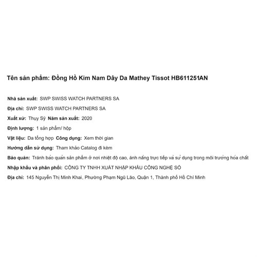 Đồng hồ MATHEY TISSOT City Leather 42 mm Nam HB611251AN Màu Đen