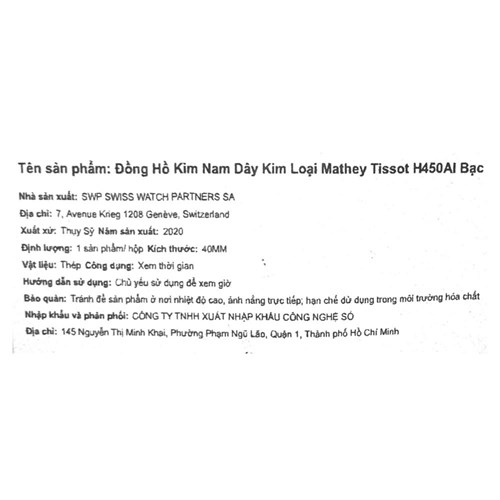 Đồng hồ MATHEY TISSOT Mathy I 40 mm Nam H450AI Màu Bạc