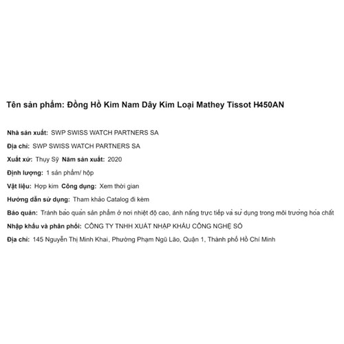 Đồng hồ MATHEY TISSOT Mathy I 40 mm Nam H450AN Màu Bạc