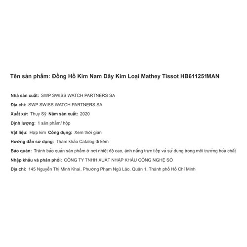 Đồng hồ MATHEY TISSOT City Metal 42 mm Nam HB611251MAN Màu Bạc