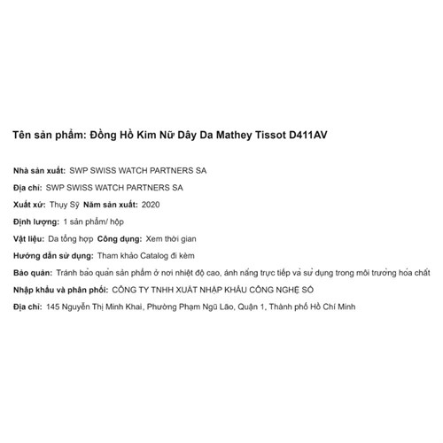 Đồng hồ Nữ Mathey Tissot D411AV Màu Xanh Dương