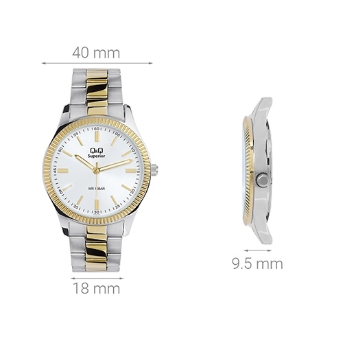 Đồng hồ Q&Q 40 mm Nam S294J401Y Màu Bạc