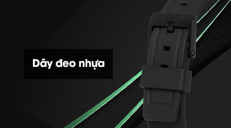 Đồng hồ nam Q&Q VP34J017Y sở hữu dây đeo nhựa bền bỉ, chống thấm nước 