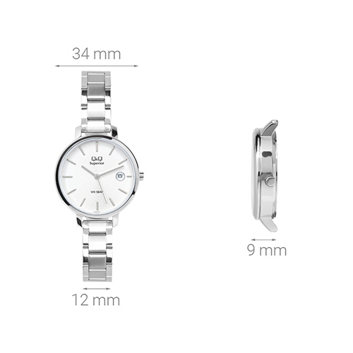 Đồng hồ Q&Q 34 mm Nữ S325J201Y Màu Bạc
