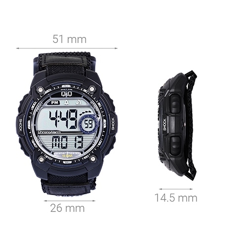Đồng hồ Q&Q 51 mm Nam M075J004Y Màu Đen