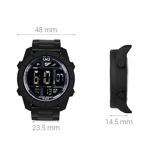 Đồng hồ Q&Q 48 mm Nam M123J001Y Màu Đen