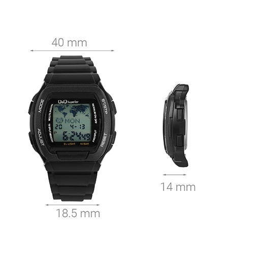 Đồng hồ Q&Q 40 mm Nam MMW3P101Y Màu Đen