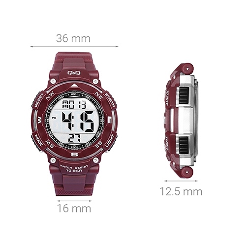 Đồng hồ Q&Q 36 mm Unisex M149J008Y Màu Đỏ