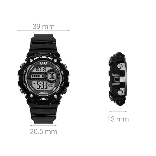Đồng hồ Q&Q 39 mm Unisex M154J002Y Màu Đen