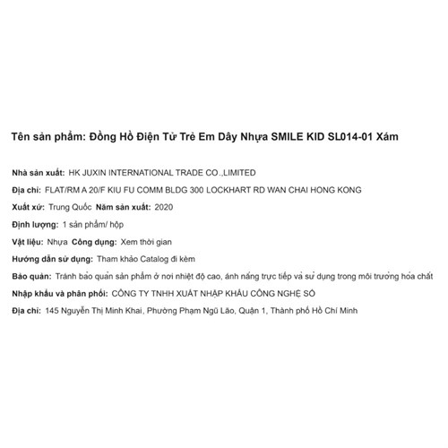 Đồng hồ SMILE KID 42.5 mm Trẻ em SL014-01 Màu Xám