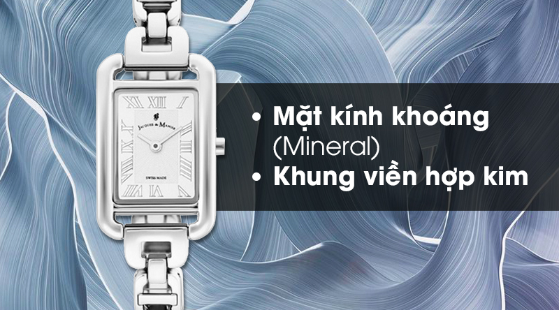 Đồng hồ nữ Jacques du Manoir JWL00201 sở hữu mặt kính khoáng, khung viền hợp kim bền chắc