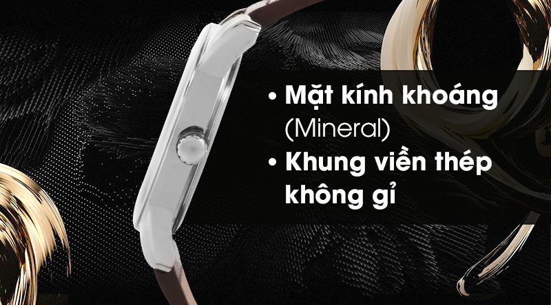 Đồng hồ nam Timex TWEG15309E có mặt kính khoáng, khung viền bằng thép chống gỉ