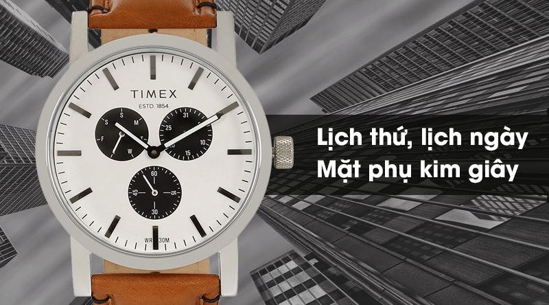 Đồng hồ nam Timex TWEG16605E trang bị lịch thứ, ngày và mặt phụ kim giây hữu ích