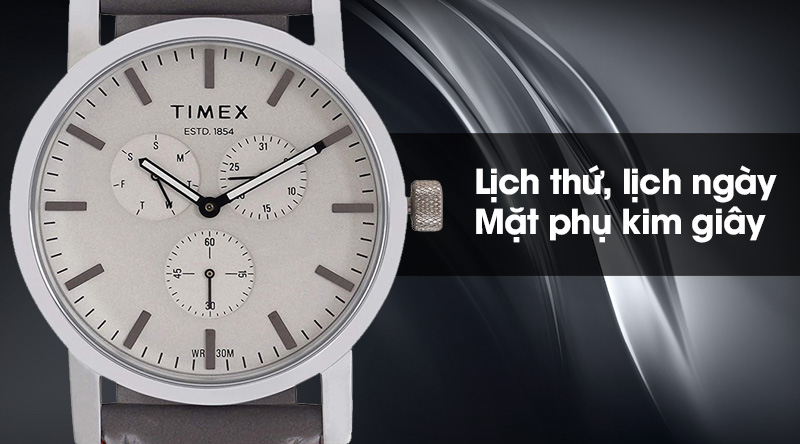 Đồng hồ nam Timex TWEG16609E có lịch thứ, lịch ngày và mặt phụ kim giây tiện dụng Đồng hồ nam Timex TWEG16609E có lịch thứ, lịch ngày và mặt phụ kim giây tiện dụng