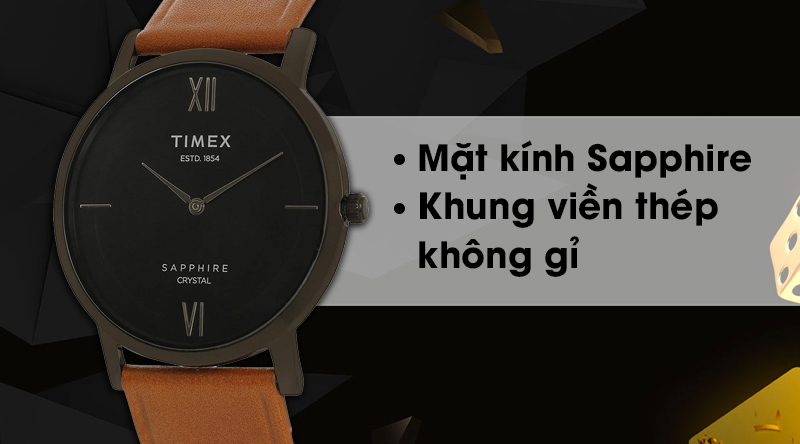 Đồng hồ nam Timex TWEG17408E có mặt kính cao cấp, khung viền bền bỉ