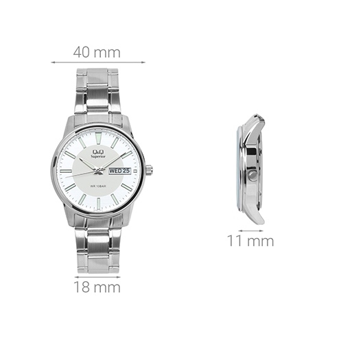 Đồng hồ Q&Q 40 mm Nam S330J201Y Màu Bạc