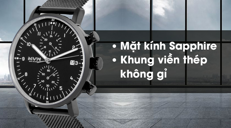 Đồng hồ nam MVW MS009-01 có mặt kính cao cấp, khung viền chống ăn mòn Đồng hồ nam MVW MS009-01 có mặt kính cao cấp, khung viền chống ăn mòn