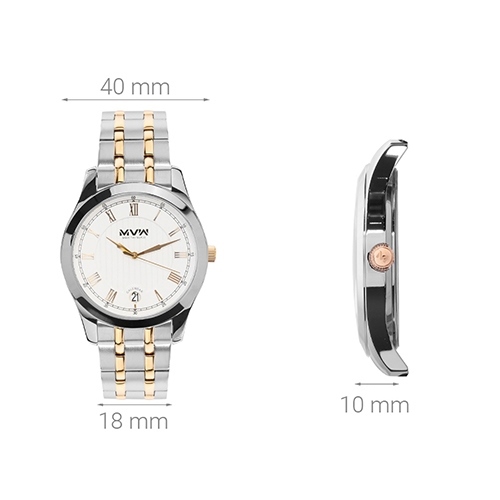 Đồng hồ MVW 40 mm Nam MS013-02 Màu Bạc