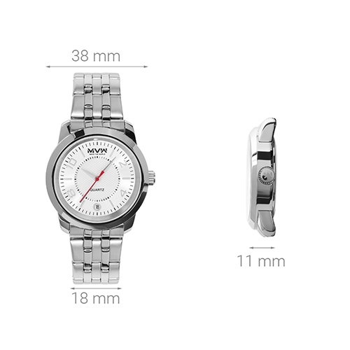 Đồng hồ MVW 38 mm Nam MS014-01 Màu Bạc
