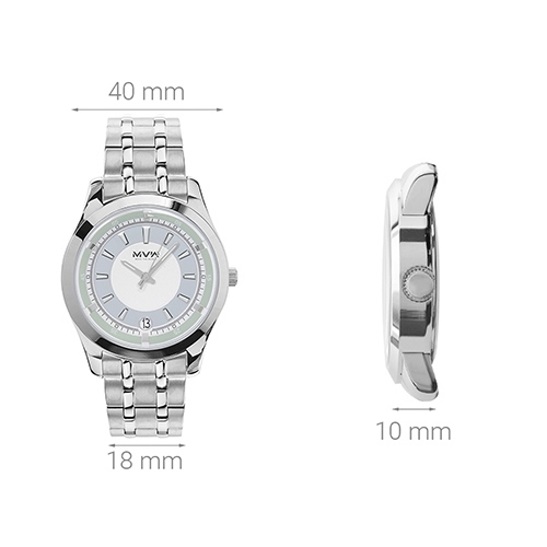 Đồng hồ MVW 40 mm Nam MS016-01 Màu Bạc