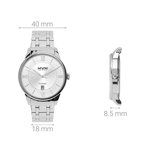 Đồng hồ MVW 40 mm Nam MS017-01 Màu Bạc
