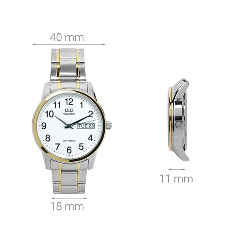 Đồng hồ Q&Q 40 mm Nam S330J404Y Màu Bạc