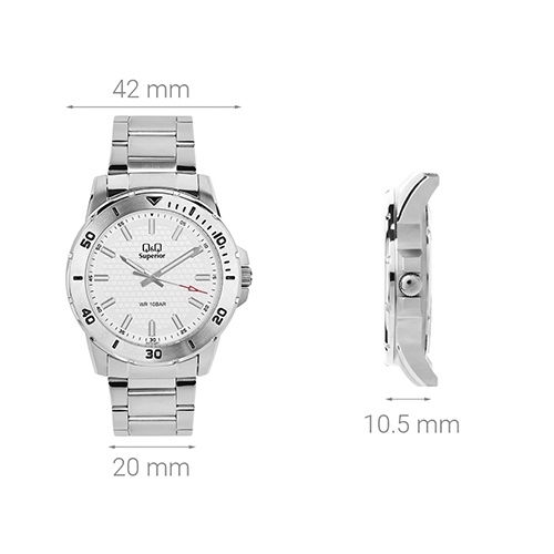 Đồng hồ Q&Q 42 mm Nam S372J201Y Màu Bạc