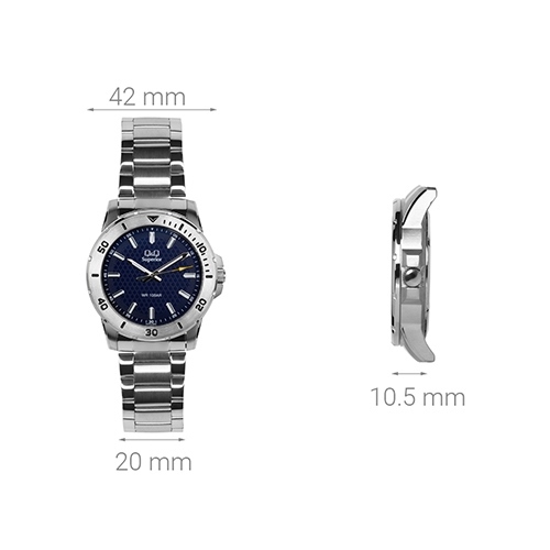 Đồng hồ Q&Q 42 mm Nam S372J202Y Màu Bạc