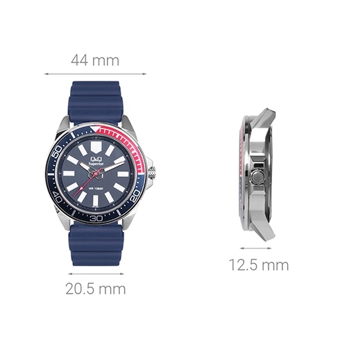Đồng hồ Q&Q 44 mm Nam S374J302Y Màu Xanh Dương