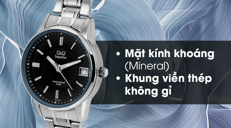 Đồng hồ nữ Q&Q S291J202Y có mặt kính bền bỉ, khung viền chắc chắn
