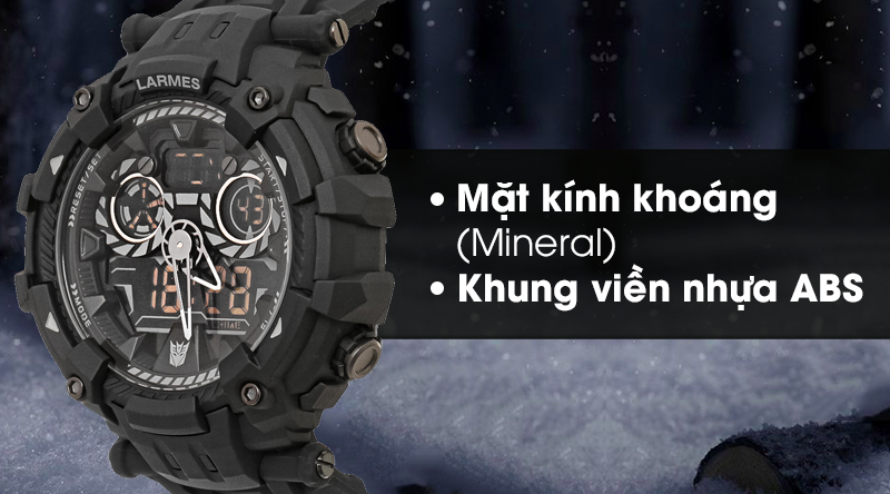 Đồng hồ nam Larmes LM-TF001.SW11N.121.1NB có mặt kính cứng cáp, khung viền bền bỉ
