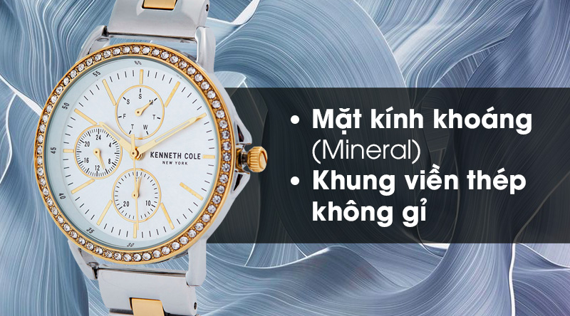 Đồng hồ nữ Kenneth Cole KC51066008 có mặt kính trong suốt, khung viền chống oxi hóa Đồng hồ nữ Kenneth Cole KC51066008 có mặt kính trong suốt, khung viền chống oxi hóa