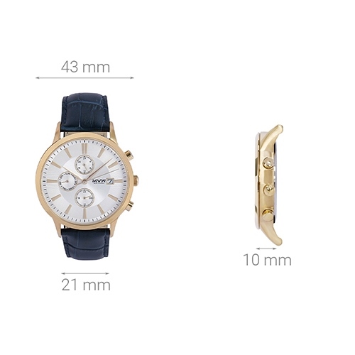 Đồng hồ MVW 43 mm Nam MVW ML022-01 Màu Xanh Dương