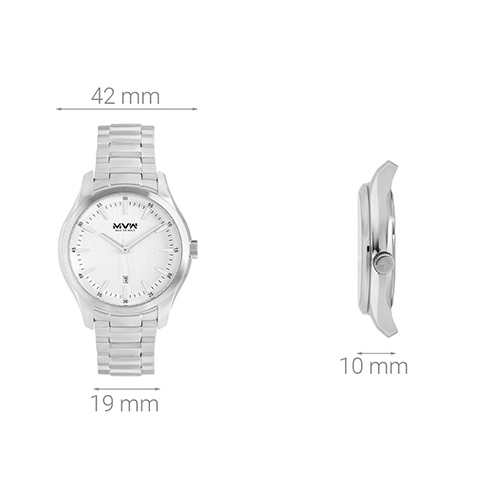 Đồng hồ MVW 42 mm Nam MS027-01 Màu Bạc